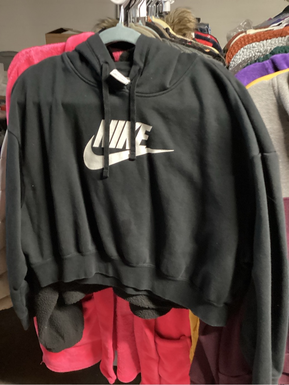 Nike Black Hoodie with White Swoosh Logo - Picture 1 of 6